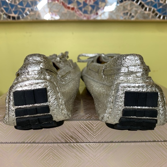 Dickson gold/silver driving moccasins flats shoes - Picture 7 of 9